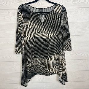 Clara Sun Woo 3/4 Sleeve Blouse Size Small Black/Tan